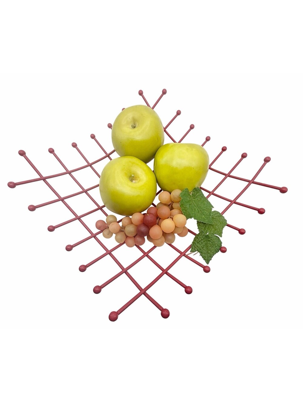 Vintage IKEA Red Metal Fruit Basket Wire Bowl MCM Modernist 90s Retro Style - Picture 5 of 5
